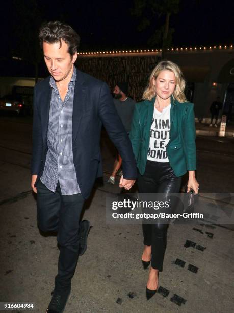 Hayes MacArthur and Ali Larter are seen on February 09, 2018 in Los Angeles, California.