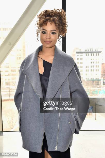 Actor Jessica Sula attends the Dion Lee fashion show during New York Fashion Week: The Shows at Gallery I at Spring Studios on February 10, 2018 in...