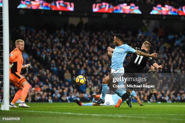 Fan shows a sign of support during the Premier League match between Manchester City and Leicester City at Etihad Stadium on February 10, 2018 in...