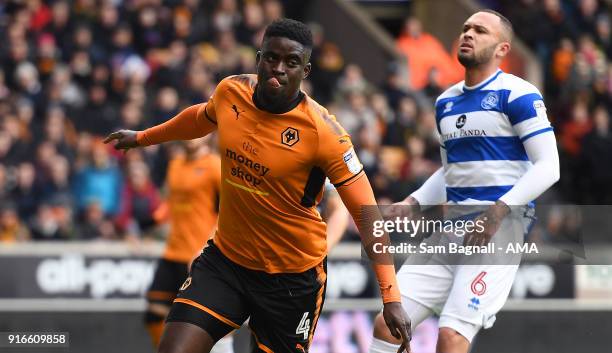 Alfred N'Diaye of Wolverhampton Wanderers celebrates after scoring a goal to make it 1-0 during the Sky Bet Championship match between Wolverhampton...