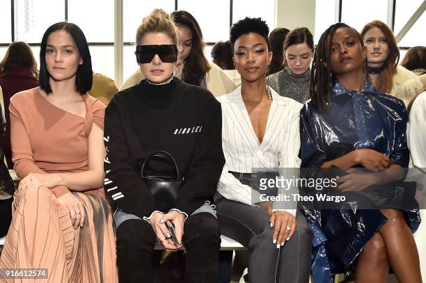 Leigh Lezark, Jessica Hart, Sonequa Martin-Green, and Kelela attend the Dion Lee fashion show during New York Fashion Week: The Shows at Gallery I at...