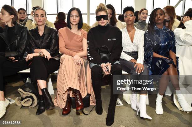 Leigh Lezark, Jessica Hart, Sonequa Martin-Green, and Kelela attend the Dion Lee fashion show during New York Fashion Week: The Shows at Gallery I at...