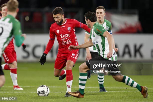 Zakaria Labyad of FC Utrecht, Dirk Marcellis of PEC Zwolle during the Dutch Eredivisie match between FC Utrecht and PEC Zwolle at the Galgenwaard...