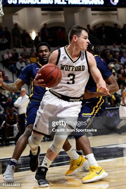 Fletcher Magee guard Wofford College Terriers steals a rebound from the East Tennessee State University Buccaneers, Saturday, January 27 at...