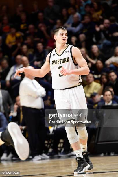 Fletcher Magee guard Wofford College Terriers signals a play against the East Tennessee State University Buccaneers, Saturday, January 27 at...