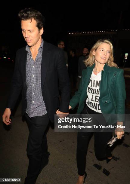 Hayes MacArthur and Ali Larter is seen on February 9, 2018 in Los Angeles, California.