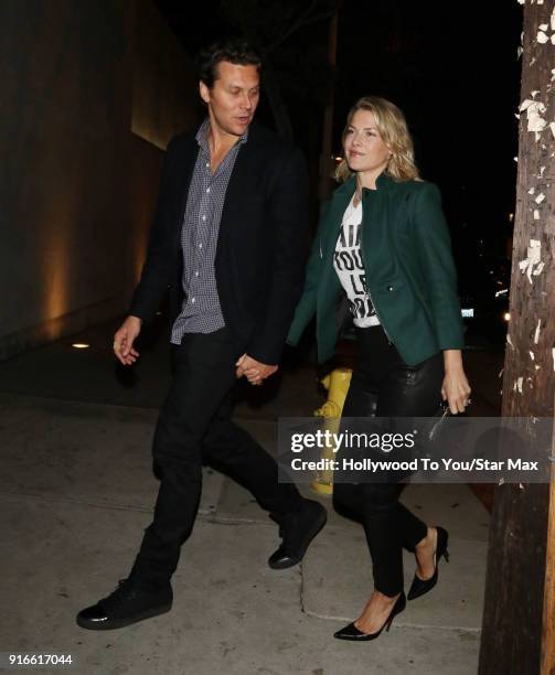 Hayes MacArthur and Ali Larter are seen on February 9, 2018 in Los Angeles, California.