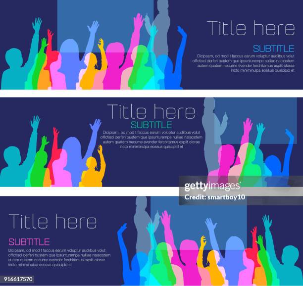 school children in classroom banners - multiple choice test stock illustrations