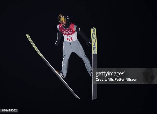 Markus Eisenbichler of Germany during the Mens Ski Jumping - Normal Hill, Individual on day one of the PyeongChang 2018 Winter Olympic Games at...