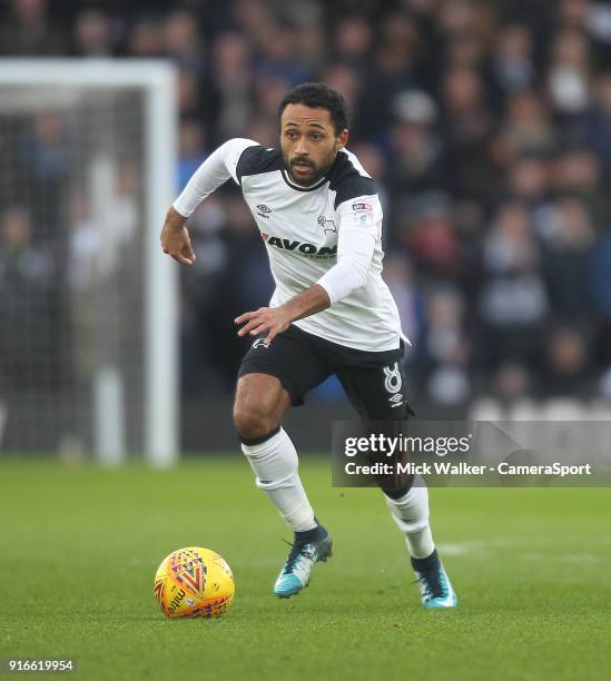 Derby County's Ikechi Anya during the Sky Bet Championship match between Derby County and Norwich City at iPro Stadium on February 10, 2018 in Derby,...