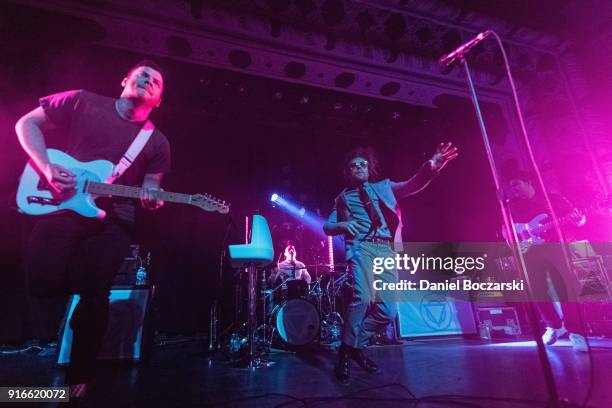 Rory Clewlow, Rob Rolfe, Rou Reynolds and Chris Batten of Enter Shikari perform at Metro on February 9, 2018 in Chicago, Illinois.