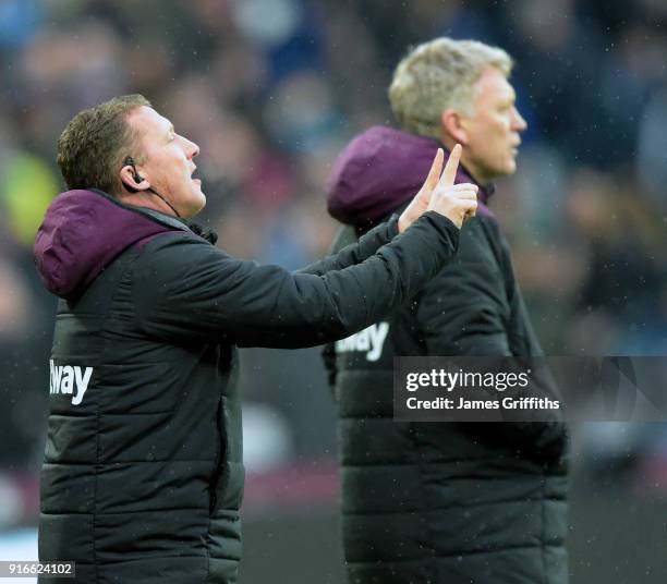 Billy McKinlay of West Ham United gesticulates during the Premier League match between West Ham United and Watford at London Stadium on February 10,...