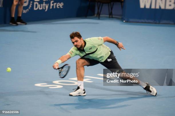 Stan Wawrinka play a shot during his semi final match against Stan Wawrinka. Mirza Basic from Bosnia and Herzegovina win over Stan Wawrinka of...