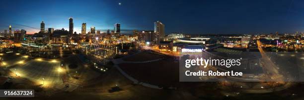 downtown atlanta georgia lights panorama - atlanta sunrise stock pictures, royalty-free photos & images