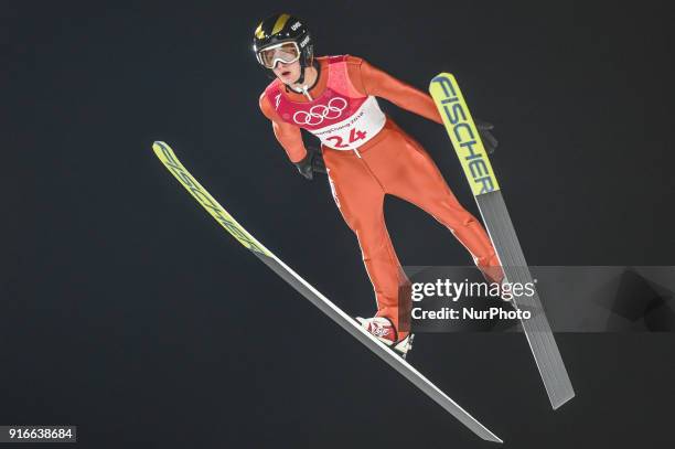 Kevin Bickner of United States at mens normal hill final at 2018 Pyeongchang winter olympics at Alpensia Ski Jumping Centre, Pyeongchang, South Korea...