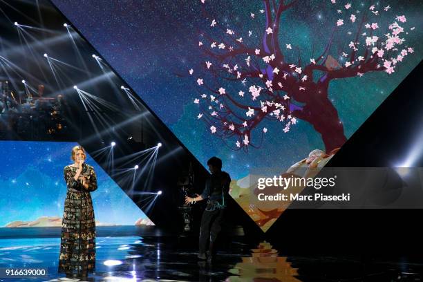 Singer Louane Emera performs during the 33rd Victoires de la Musique 2018 at La Seine Musicale on February 9, 2018 in Boulogne-Billancourt, France.