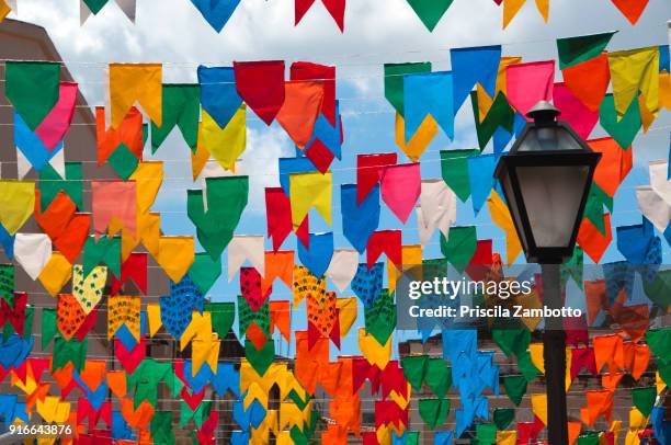 june festivals with colorful flags, são luis, maranhão - northeast stock pictures, royalty-free photos & images
