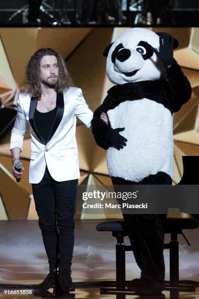 Singer Julien Dore performs during the 33rd Victoires de la Musique 2018 at La Seine Musicale on February 9, 2018 in Boulogne-Billancourt, France.