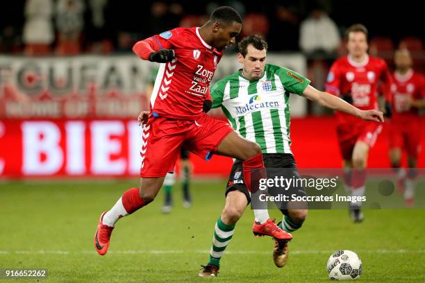 Gyrano Kerk of FC Utrecht, Dirk Marcellis of PEC Zwolle during the Dutch Eredivisie match between FC Utrecht v PEC Zwolle at the Stadium Galgenwaard...