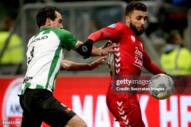 Dirk Marcellis of PEC Zwolle, Zakaria Labyad of FC Utrecht during the Dutch Eredivisie match between FC Utrecht v PEC Zwolle at the Stadium...