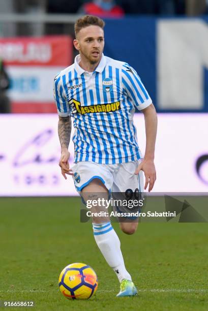 Manuel Lazzari of Spal in action during the serie A match between Spal and AC Milan at Stadio Paolo Mazza on February 10, 2018 in Ferrara, Italy.