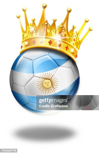 argentina soccer ball with argentinian flag and crown isolated on white - argentina leather stock illustrations