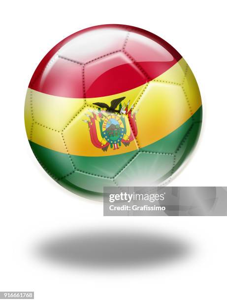 ilustraciones, imágenes clip art, dibujos animados e iconos de stock de balón de fútbol de bolivia con bandera boliviana aislada en blanco - bandera boliviana