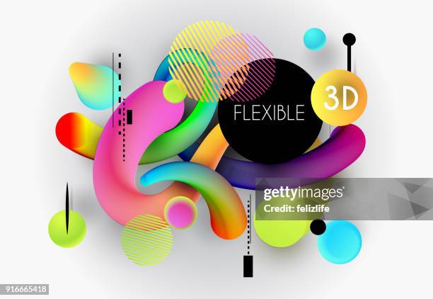 hintergrund mit flexiblen abstrakt 3d formen - flexibilität stock-grafiken, -clipart, -cartoons und -symbole