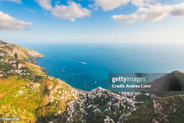 Elevated View Of Positano Village And Coastline Positano Amalfi Coast ...