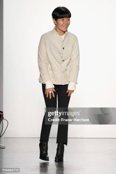 Son Jung Wan walks the runway for Son Jung Wan during New York Fashion Week: The Shows at Gallery I at Spring Studios on February 10, 2018 in New...