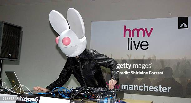 Deadmau5 performs and meets fans at HMV on October 9, 2009 in Manchester, England.