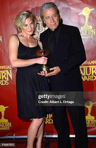 Katee Sackhoff and Edward James Olmos of "Battlestar Galactica," winner Best Syndicated/Cable Television Series