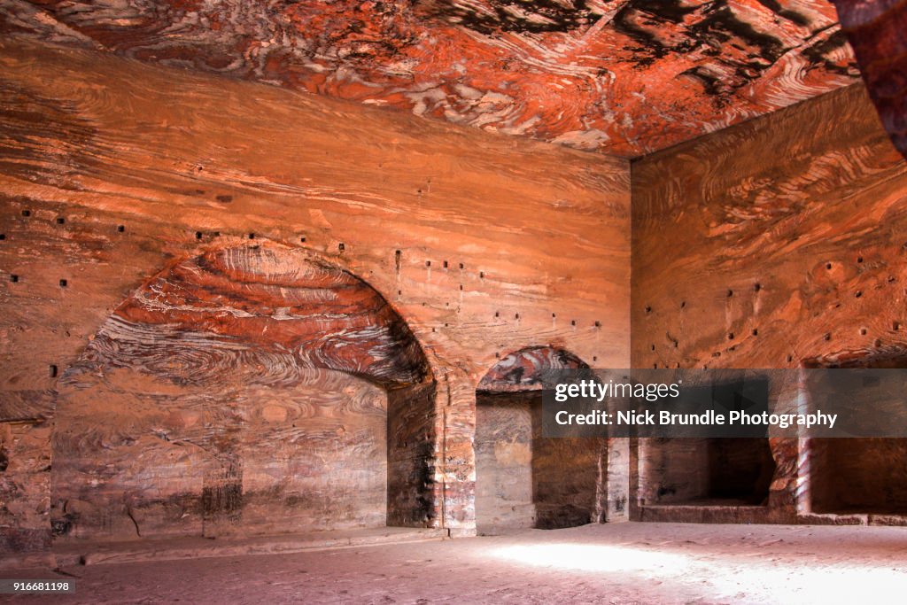 Interior of The Urn Tomb, Petra, Jordan.