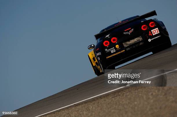The Corvette C6R driven by Olivier Berretta and Oliver Gavin during practice for the ALMS Monterey Sports Car Championships at Mazda Laguna Seca...