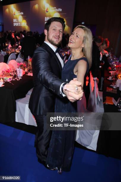 Matthias Steiner and Inge Posmyk dance during the German Sports Gala 2018 'Ball Des Sports' on February 3, 2018 in Wiesbaden, Germany.