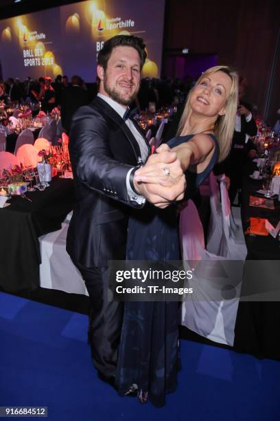 Matthias Steiner and Inge Posmyk dance during the German Sports Gala 2018 'Ball Des Sports' on February 3, 2018 in Wiesbaden, Germany.