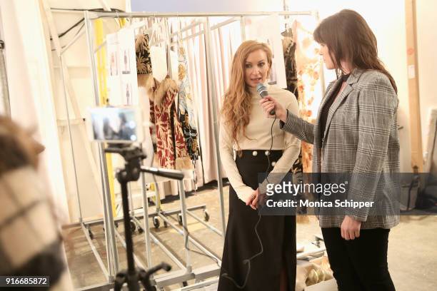 Designer Alice McCall is interviewed backstage at the alice McCALL fashion show during New York Week: The Shows at Industria Studios on February 10,...