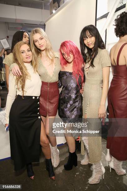 Designer Alice McCall poses with models backstage at the alice McCALL fashion show during New York Week: The Shows at Industria Studios on February...