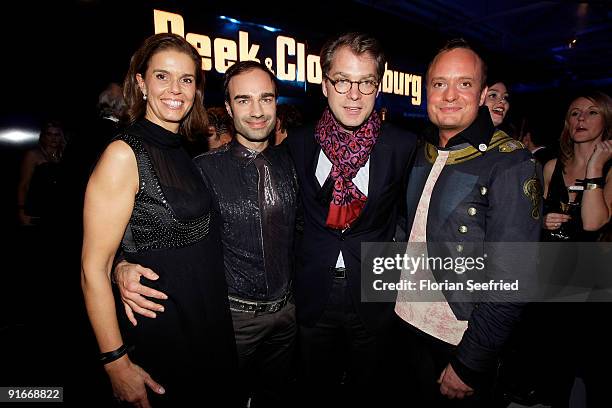 Kerstin Pooth, designer Ivan Strano, CEO Peek, Cloppenburg Dr. Adrian Kiehn and designer Klaus Unrath attend the Tribute To Bambi 2009 party at the...
