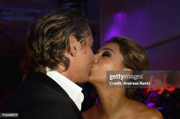 Verona Pooth kisses her husband Franjo Pooth at the after show party to 'Tribute To Bambi 2009' at The Station on October 9, 2009 in Berlin, Germany.