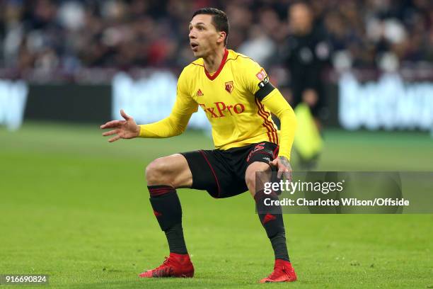 Jose Holebas of Watford during the Premier League match between West Ham United and Watford at London Stadium on February 10, 2018 in London, England.