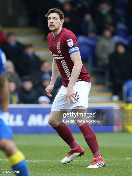 Ash Taylor of Northampton Town in action during the Sky Bet League One match between A.F.C. Wimbledon and Northampton Town at The Cherry Red Records...