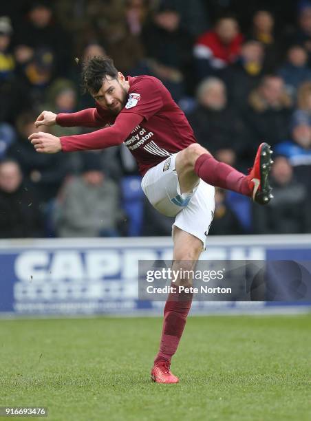 Brendan Moloney of Northampton Town in action during the Sky Bet League One match between A.F.C. Wimbledon and Northampton Town at The Cherry Red...