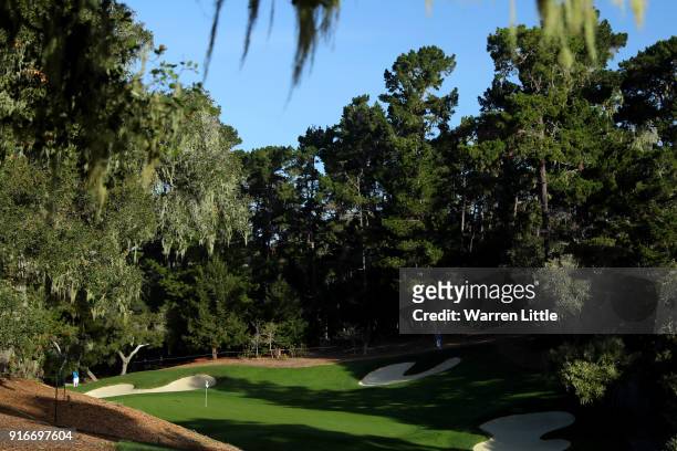 General view of the 12th green during Round Three of the AT&T Pebble Beach Pro-Am at Spyglass Hill Golf Course on February 10, 2018 in Pebble Beach,...