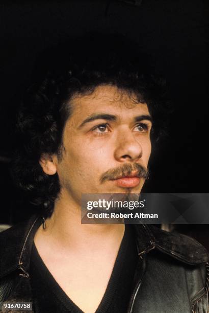 Carlos Santana backstage at The Altamont Speedway on December 6, 1969 in Livermore, California.