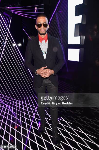 Actor Eric West visits the E! Lounge at IMG NYFW: The Shows during IMG NYFW: The Shows at Spring Studios on February 10, 2018 in New York City.