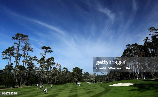 General view of the 10th hole during Round Three of the AT&T Pebble Beach Pro-Am at Spyglass Hill Golf Course on February 10, 2018 in Pebble Beach,...