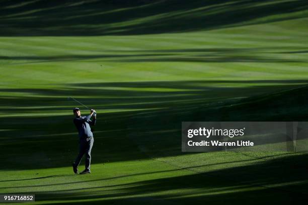 Matt Every plays his shot on the 14th hole during Round Three of the AT&T Pebble Beach Pro-Am at Spyglass Hill Golf Course on February 10, 2018 in...