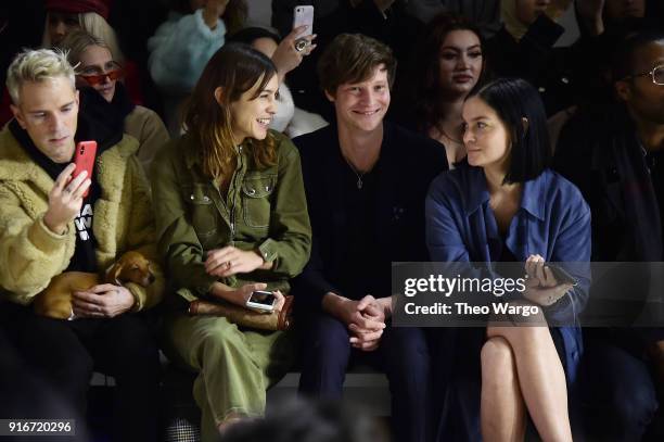 Creative Director at Paper, Drew Elliott, Alexa Chung, model Matthew Hitt, and Leigh Lezark attends the Christian Cowan fashion show during New York...