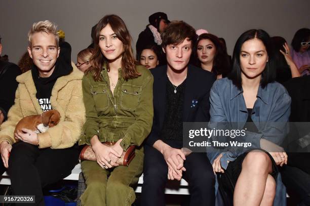 Creative Director at Paper, Drew Elliott, Alexa Chung, model Matthew Hitt, and Leigh Lezark attends the Christian Cowan fashion show during New York...